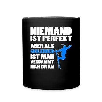 Skilehrer Spruch - Tasse einfarbig - Schwarz - Vorne