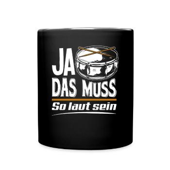 Schlagzeug Trommel - Tasse einfarbig - Schwarz - Vorne