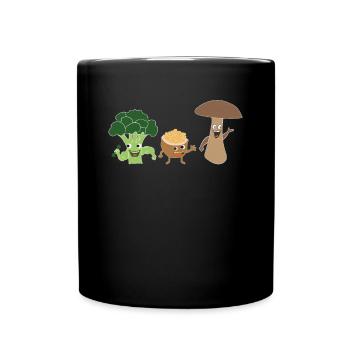 Brokkoli Walnuss Pilz Vegan Vegetarier Veganer - Tasse einfarbig - Schwarz - Vorne