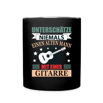 Gitarre Rentner Geschenk Lustig Herren Spruch - Tasse einfarbig - Schwarz - Vorne