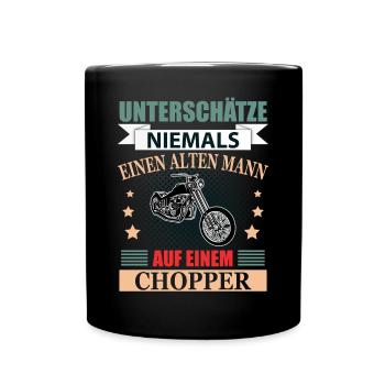 Chopper Rentner Geschenk Lustig Herren Spruch - Tasse einfarbig - Schwarz - Vorne
