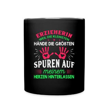 Erzieherin - Tasse einfarbig - Schwarz - Vorne