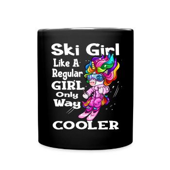 Skieur licorne ski sports d'hiver - Mug uni - noir - Devant