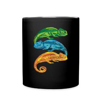Chamäleon Retro - Tasse einfarbig - Schwarz - Vorne