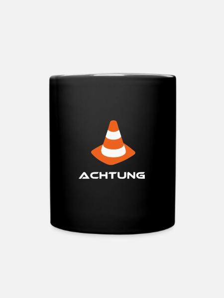 Leitkegel Achtung Pylon Orange Geschenk - Tasse einfarbig - Schwarz