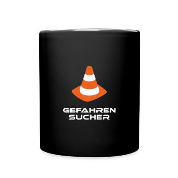 Leitkegel Gefahrensucher Pylon Orange Geschenk - Tasse einfarbig - Schwarz - Vorne
