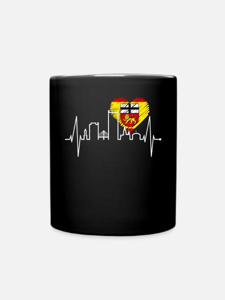 Bonn Skyline Herzschlag Bonner Ich Liebe Mein Bonn - Tasse einfarbig - Schwarz