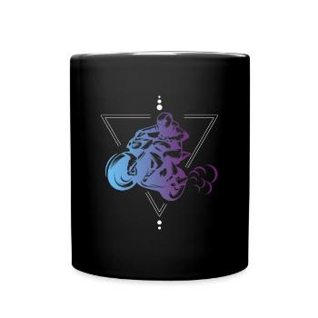 Motorbike motorcyclist purple abstract - Full Colour Mug - black - Front