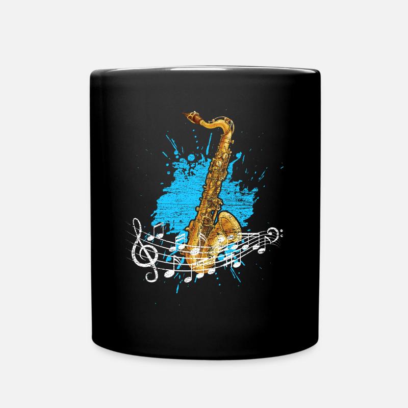 Saxophone musical instrument - Full Colour Mug - black