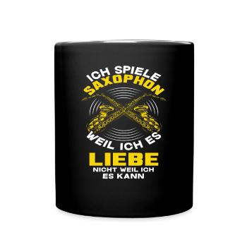 Saxophon Liebe - Tasse einfarbig - Schwarz - Vorne