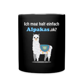 Lama Alpaka Spruch Geschenk Damen Herren Kinder - Tasse einfarbig - Schwarz - Vorne