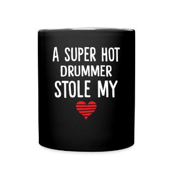 Un batteur super chaud a volé mon coeur Funny Girls - Mug uni - noir - Devant