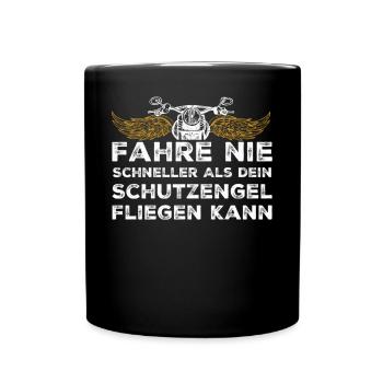 Motorrad Motorradfahrer Sprüche Schutzengel - Tasse einfarbig - Schwarz - Vorne
