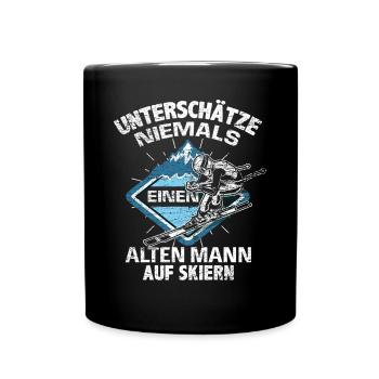 Ski Alter Mann - Tasse einfarbig - Schwarz - Vorne