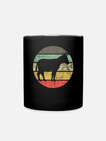 Retro Esel - Tasse einfarbig - Schwarz