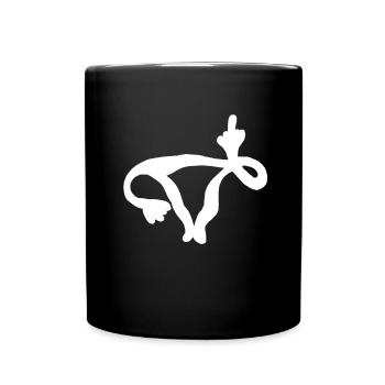 Fick dich Gebärmutter - lustige Eierstöcke - Tasse einfarbig - Schwarz - Vorne
