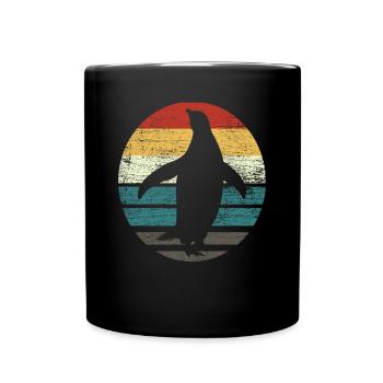 Pinguin Retro - Tasse einfarbig - Schwarz - Vorne