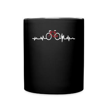 Fahrrad EKG Herzlinie - Tasse einfarbig - Schwarz - Vorne