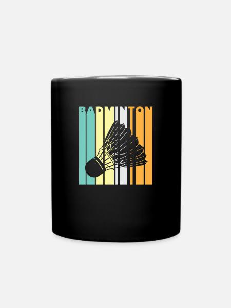 Badminton - volant silhouette, lettres colorées - Mug uni - noir