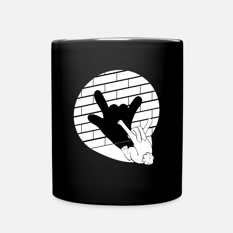Kaninchen Rock n Roll Hasen Schatten Hase Bunny - Tasse einfarbig - Schwarz