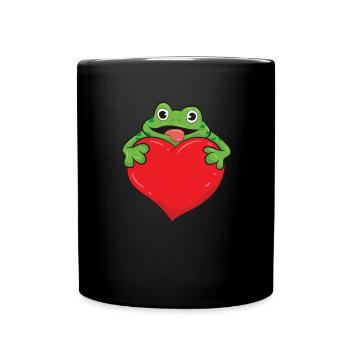 Grenouille - le cœur dans les mains - Mug uni - noir - Devant