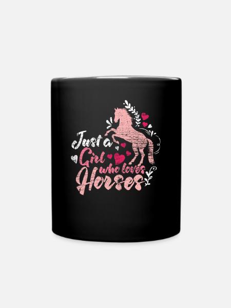 Pferde Mädchen - Tasse einfarbig - Schwarz