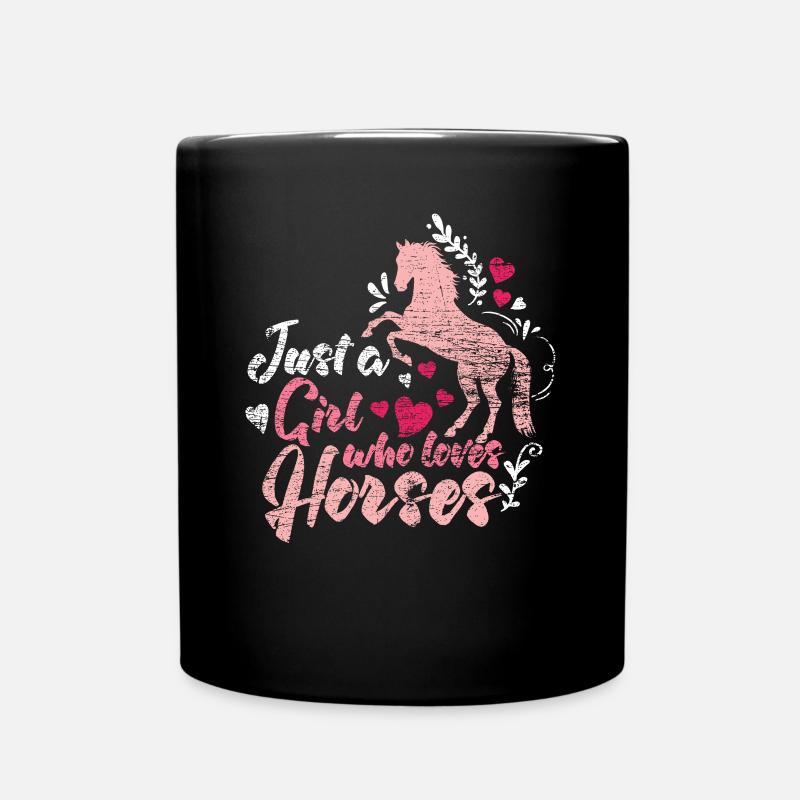 Pferde Mädchen - Tasse einfarbig - Schwarz