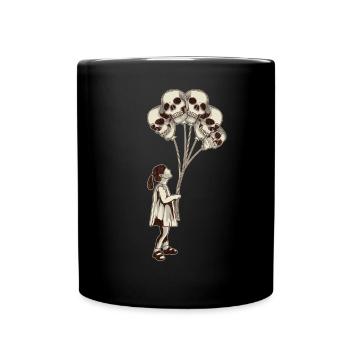 Fille avec des crânes de ballons de crâne - Mug uni - noir - Devant
