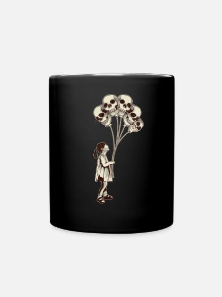 Girl with skull balloons skulls - Full Colour Mug - black