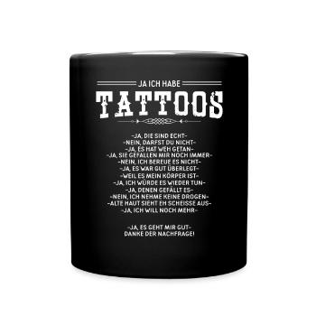Tattoo Tattoowierer Tattooshop Spruch Geschenkidee - Tasse einfarbig - Schwarz - Vorne