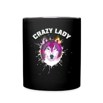 Crazy wolfs lady - Full Colour Mug - black - Front