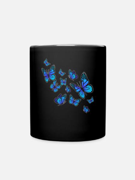 Schmetterling Fliegen - Tasse einfarbig - Schwarz