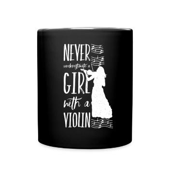 Violin violin violin player saying girl - Full Colour Mug - black - Front