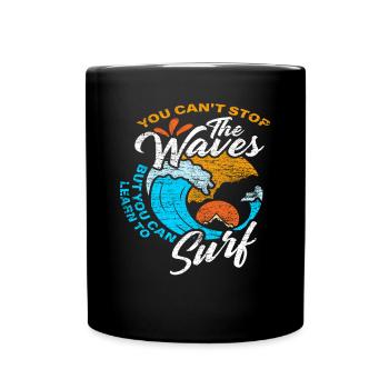 Surfing waves - Full Colour Mug - black - Front