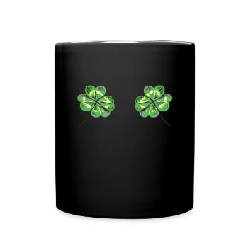 Funny shamrock St. Patricks Day costume breasts - Full Colour Mug - black - Front