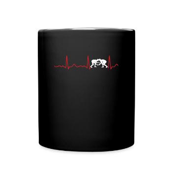 Lutte - rythme cardiaque, ligne cardiaque, pouls, électrocardiogramme, rouge - Mug uni - noir - Devant