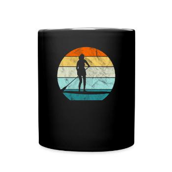 Sunset Women Stand up paddle - Full Colour Mug - black - Front