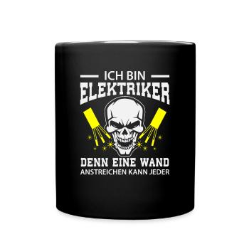 Elektriker Lustig - Tasse einfarbig - Schwarz - Vorne