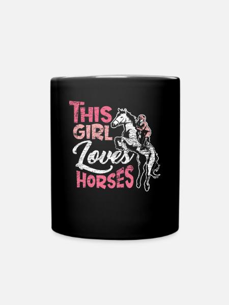 Pferde Liebe - Tasse einfarbig - Schwarz