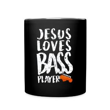Jesus Loves Bass Players Funny Guitar Bass Playing - Mug uni - noir - Devant