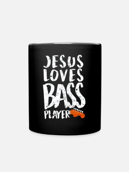Jesus Loves Bass Players Funny Guitar Bass Playing - Mug uni - noir