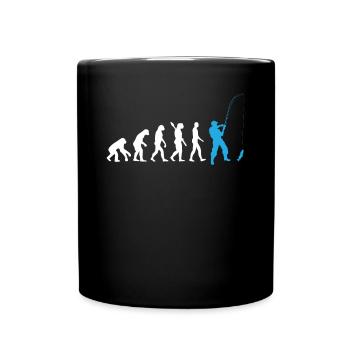 Angeln - Evolution des Menschen / Darwin / Blau - Tasse einfarbig - Schwarz - Vorne