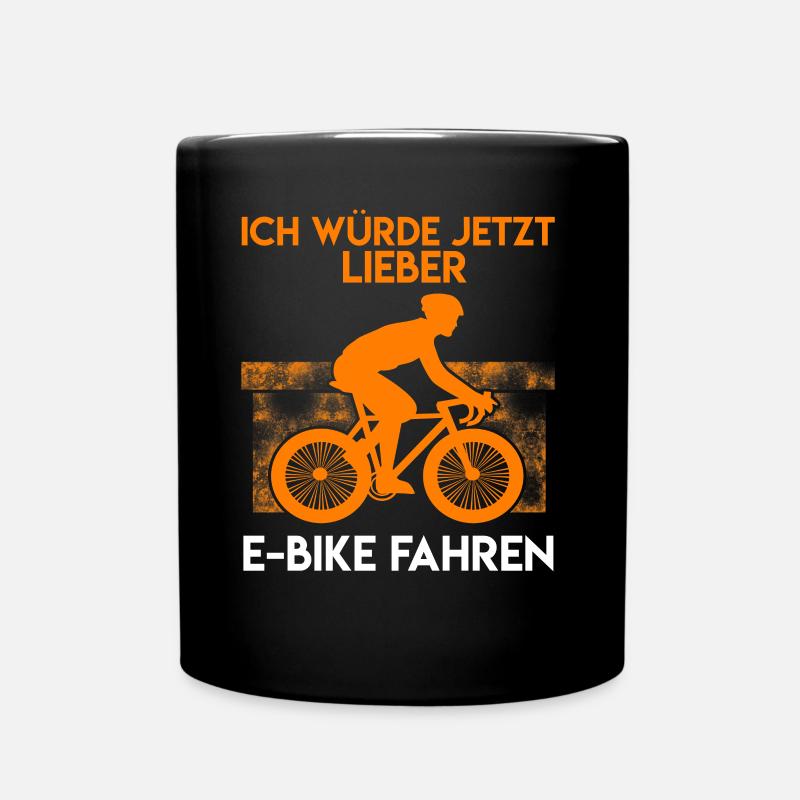 E-Biker E Bike Fahrer - Tasse einfarbig - Schwarz