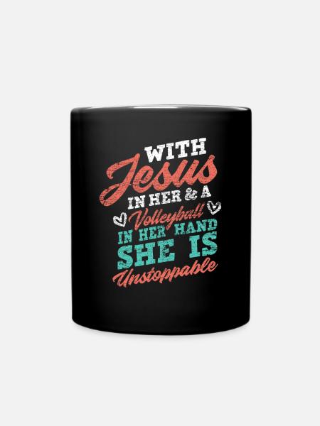 Volleyball Ball Sports Christian - Full Colour Mug - black