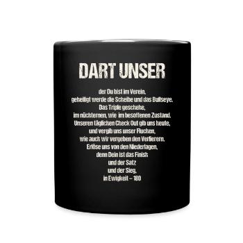 Lustiges Dart unser Darts Fan Outfit Vater Gebet - Tasse einfarbig - Schwarz - Vorne