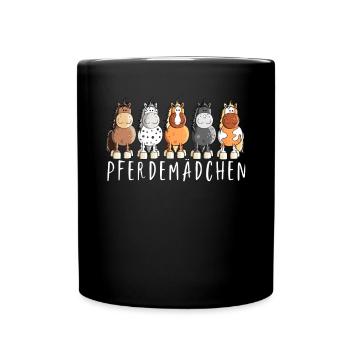 Pferdemädchen I Pferde Comic - Tasse einfarbig - Schwarz - Vorne
