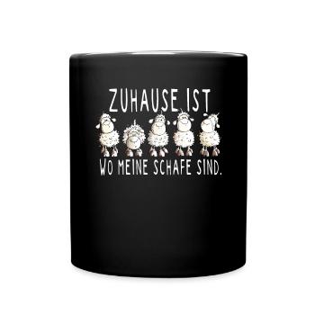 Zuhause ist wo meine Schafe sind Spruch - Tasse einfarbig - Schwarz - Vorne