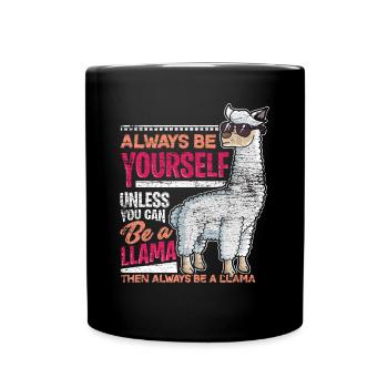 Animal lama - Mug uni - noir - Devant
