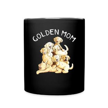 Golden Retriever Mama I Chiens Bande dessinée - Mug uni - noir - Devant