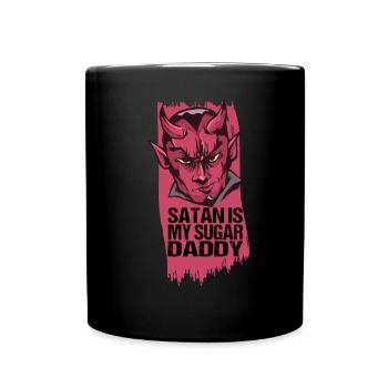 satan is my sugar daddy sarkasmus ironie Satanist - Mug uni - noir - Devant